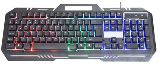 Metal Gaming Keyboard With 104 Keys FN+F1-F12 Functions LED Backlight Gaming Mouse With Adjustable DPI (500-1500) RGB Lighting