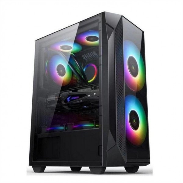 ETEK ATX/Matx Computer Case Panel ze szkła hartowanego na bocznych i przednich wentylatorach wsparcia 2x14cm lub 3x12cm na przednim wsparciu Rad