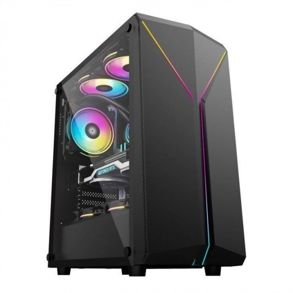 ETEK Stylowa obudowa komputerowa symetryczna ARGB LED Strip Tempered Glass Side Panel Top I/O Panel z magnetyczną siecią pyłową