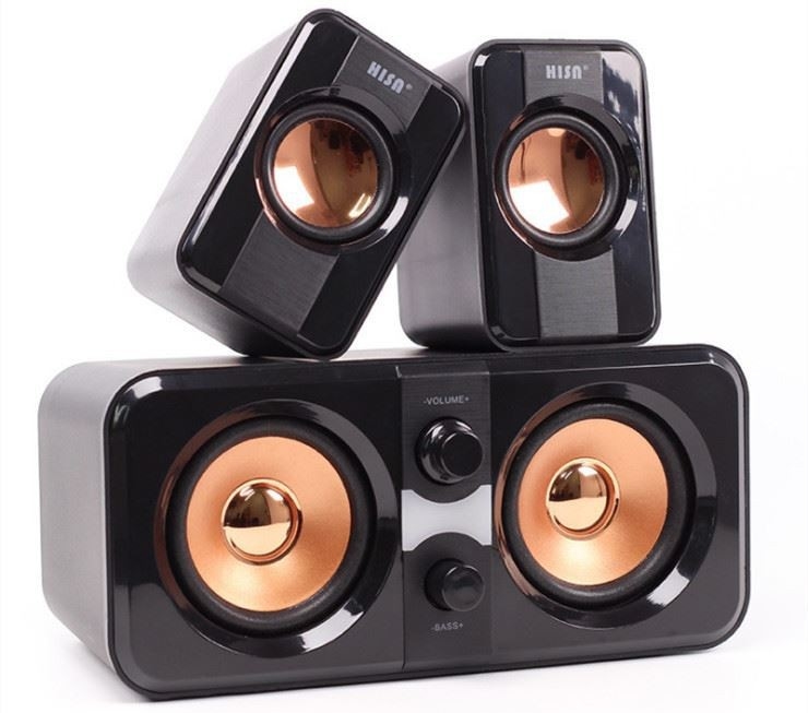 Vintage przewodowy dźwięk przestrzenny Subwoofer Hifi 2.1 System głośników 65dB