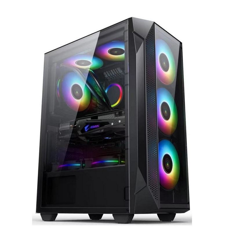 ETEK ATX/Matx Computer Case Panel ze szkła hartowanego na bocznych i przednich wentylatorach wsparcia 2x14cm lub 3x12cm na przednim wsparciu Rad