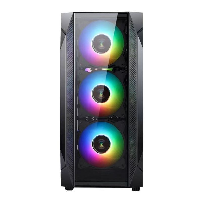 ETEK ATX/Matx Computer Case Panel ze szkła hartowanego na bocznych i przednich wentylatorach wsparcia 2x14cm lub 3x12cm na przednim wsparciu Rad