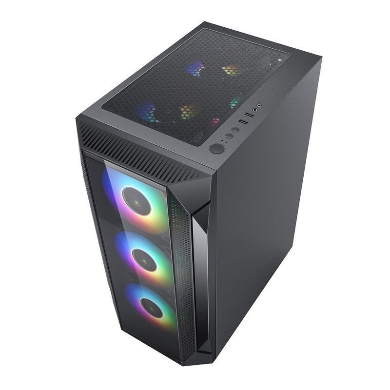 ETEK ATX/Matx Computer Case Panel ze szkła hartowanego na bocznych i przednich wentylatorach wsparcia 2x14cm lub 3x12cm na przednim wsparciu Rad