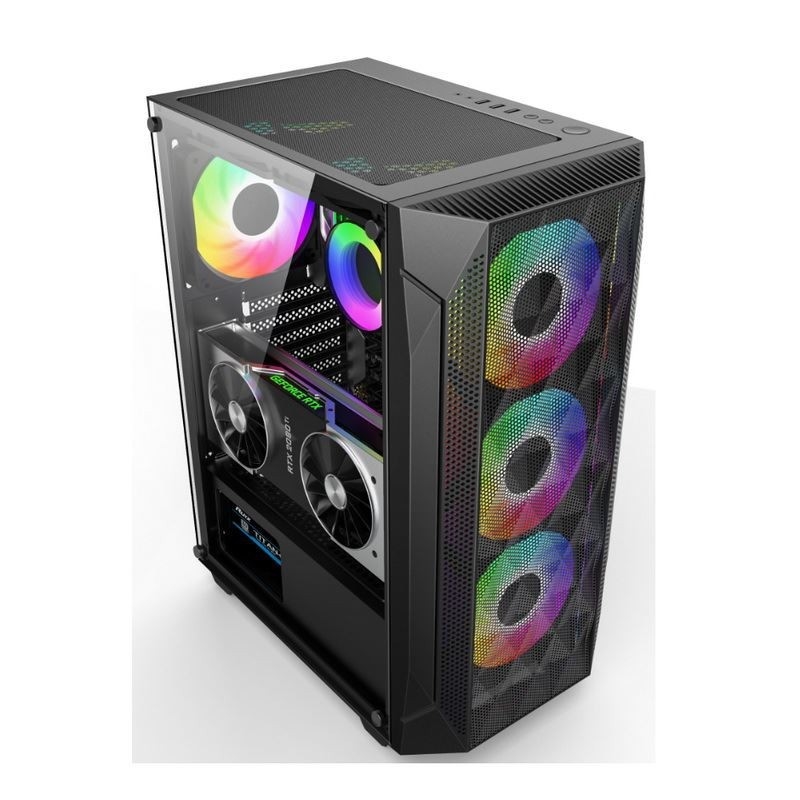 ETEK - ATX/Matx Computer Case Panel ze szkła hartowanego na ściśniętej siatce z boku Panel przedni wsparcie chłodzony wodą grzejnik