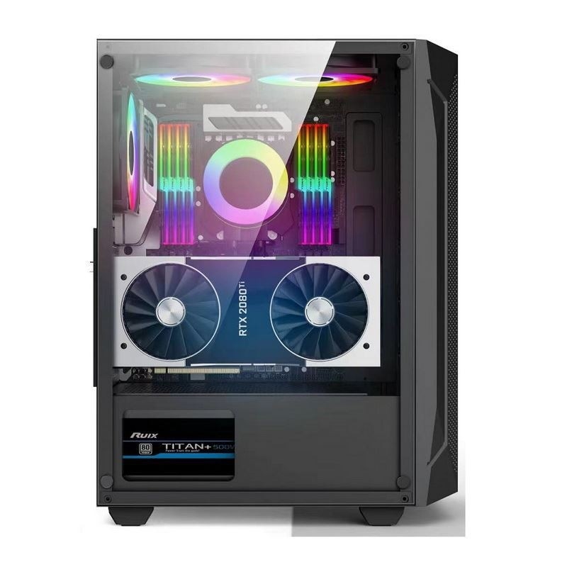 ETEK - ATX/Matx Computer Case Panel ze szkła hartowanego na ściśniętej siatce z boku Panel przedni wsparcie chłodzony wodą grzejnik