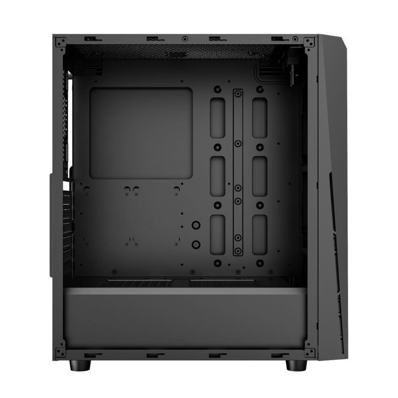 ETEK - PC Mid Tower Case Panel przedni nieregularny i sieciowy z paskiem LED ARGB, Panel boczny ze szkła hartowanego, panel górny I / O