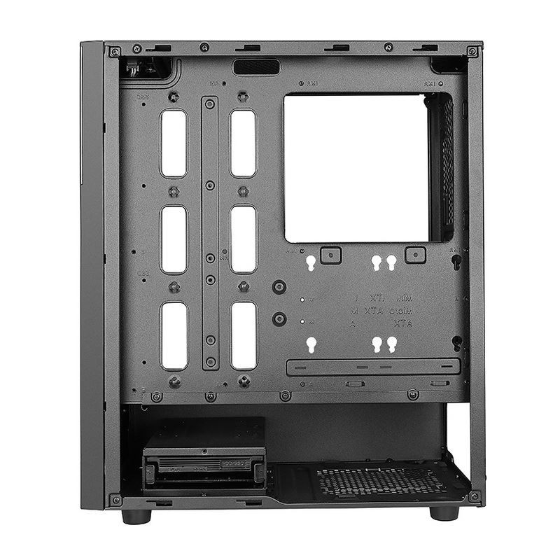 ETEK - PC Mid Tower Case Panel przedni nieregularny i sieciowy z paskiem LED ARGB, Panel boczny ze szkła hartowanego, panel górny I / O