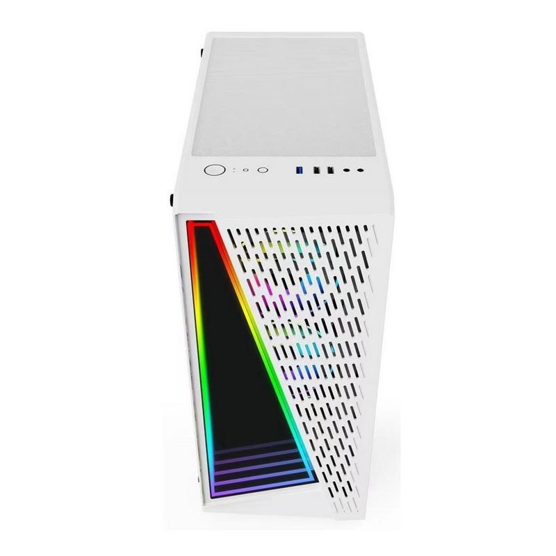 Dostępne są wentylatory ARGB Dazzle Time Tunnel Effect o średnicy 12 cm w kolorze czarnym i białym. Panel boczny to szkło hartowane.