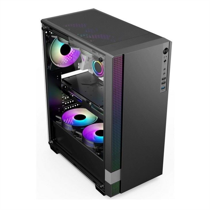 Pudełko do gier na PC ETEK Pudełko do gier na PC ATX Pudełko do gier na komputery wspiera 6 wentylatorów ARGB, ztemperowany Pandel ze strony szkła.