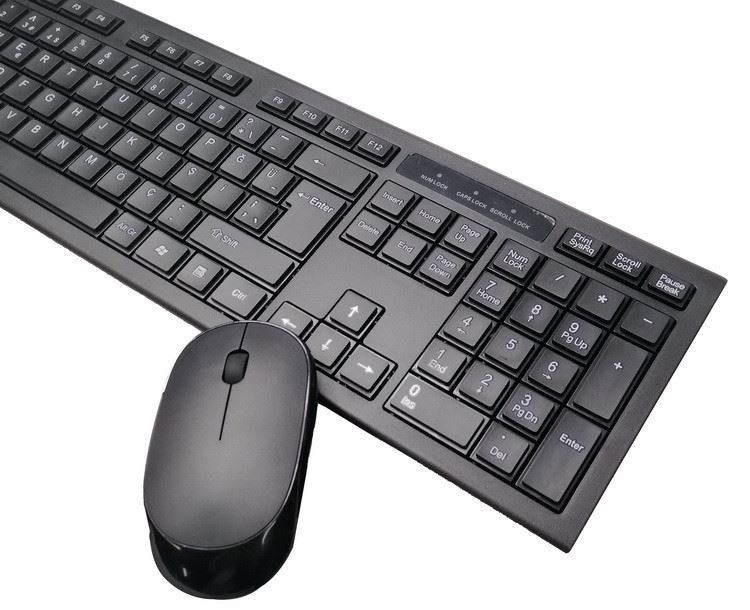 Bezprzewodowa klawiatura i mysz Combo 2,4 GHz Slim, pełnowymiarowa, cicha kombinacja z nanoodbiornikiem USB do laptopa, komputera PC