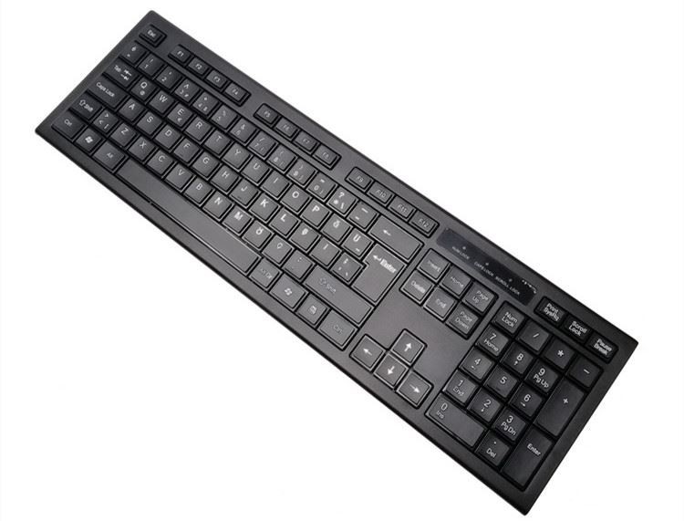 Bezprzewodowa klawiatura i mysz Combo 2,4 GHz Slim, pełnowymiarowa, cicha kombinacja z nanoodbiornikiem USB do laptopa, komputera PC