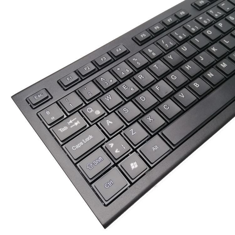 Bezprzewodowa klawiatura i mysz Combo 2,4 GHz Slim, pełnowymiarowa, cicha kombinacja z nanoodbiornikiem USB do laptopa, komputera PC