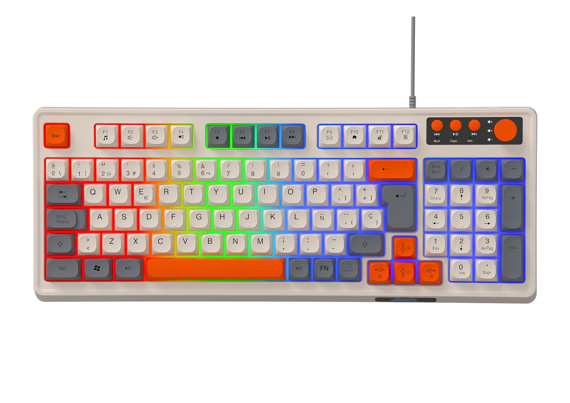 94+4 Pcs Multimedia Key Led Rainbow Backlit Multimedia Gaming Keyboard For Gaming