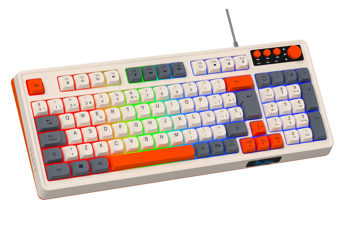 94+4 Pcs Multimedia Key Led Rainbow Backlit Multimedia Gaming Keyboard For Gaming