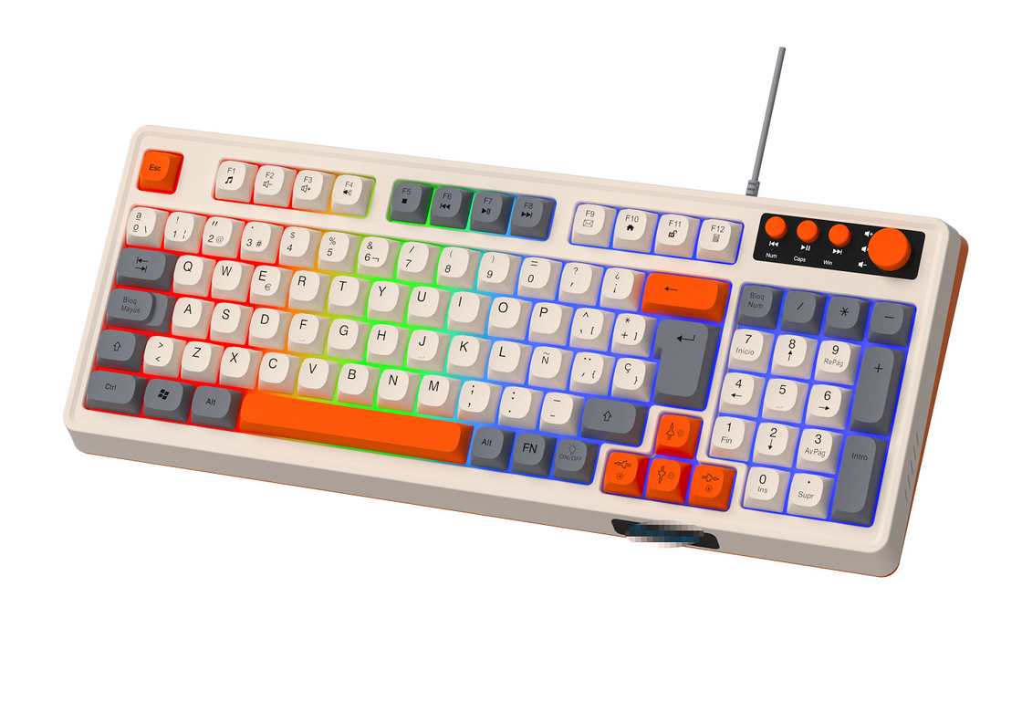 94+4 Pcs Multimedia Key Led Rainbow Backlit Multimedia Gaming Keyboard For Gaming