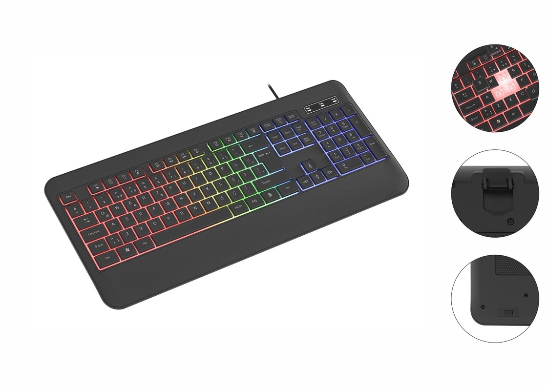 RGB podświetlenie w trybie nieoddychającego światła klawiatura z filmem z włókna węglowego dla graczy entuzjastów technologii