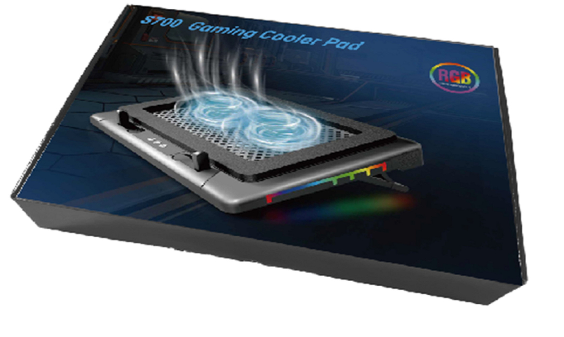 Taczka chłodząca laptopa z oświetleniem RGB Dwa 14cm wentylatory działające w 1400±10% obr./min 7 poziomów regulacji wysokości dla graczy
