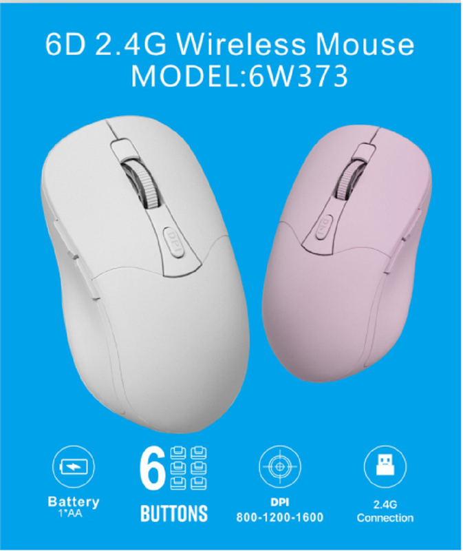 6D, połączenie 2,4G, 800-1200-1600 DPI, 1*AAbateria, interfejs typu-C, 6 przycisków.