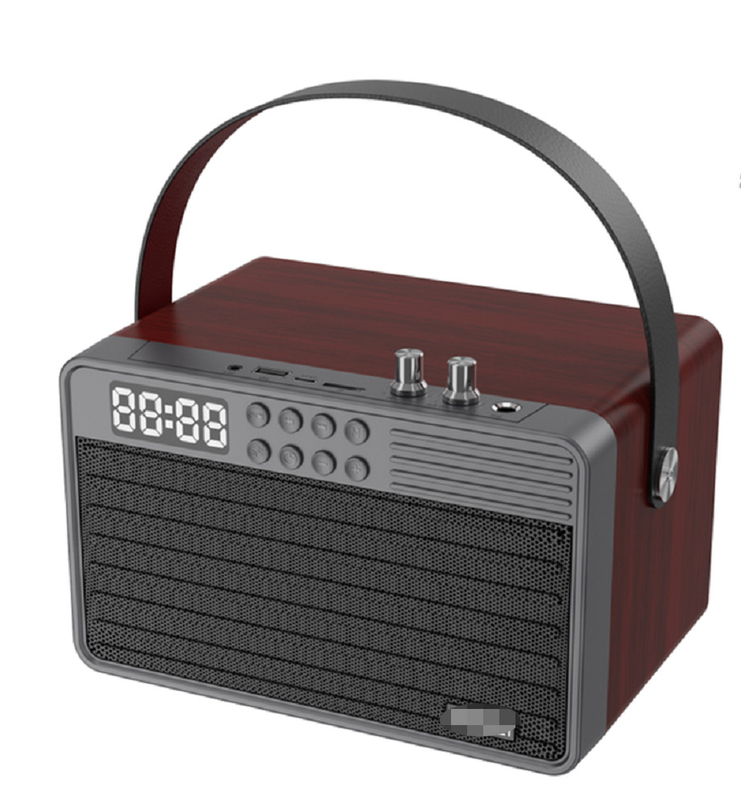 Wspiera Bluetooth AUX TF Card U Disk Radio FM Mikrofon bezprzewodowy drewniany ABS Żelazna sieć 2400mAh bateria