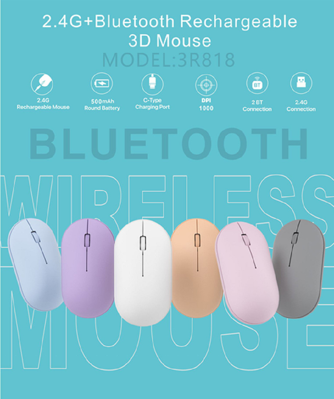 Klawiatura z nożami i ergonomiczna mysz z akumulatorem o pojemności 500 mAh Bluetooth 3.0/2.4G Bezprzewodowa łączność 1200 DPI