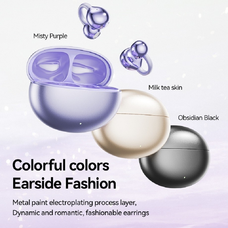 BT 5.4 3D Ergonomic Design Bluetooth słuchawki słuchawki do 5 godzin na połączenie Jednolite ciśnienie w mgle Purple Milk Tea Skóra Obsydian Czarny