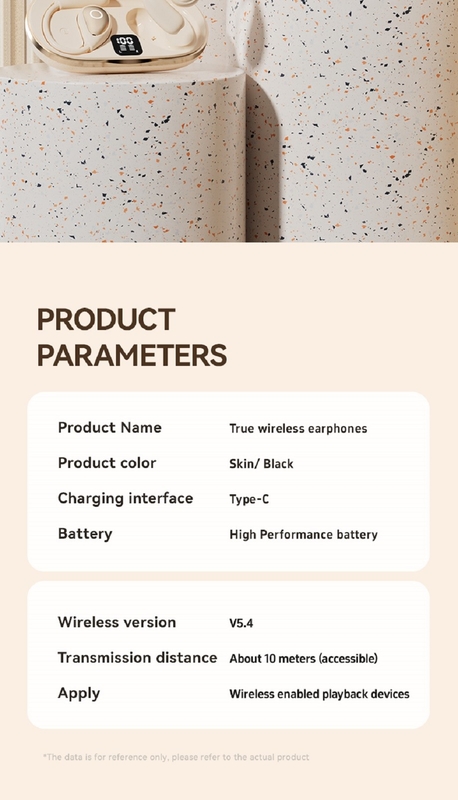 Bluetooth 5,4 słuchawki słuchawki 4-5 godzin na ładowanie 600mAh Obudowa 4,8g Każda 2,8×2,5×1,8cm Zoptymalizowane mikrofony Dynamiczne kolory