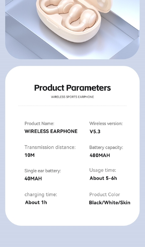 Bluetooth 5.3 słuchawka Wspiera BR+EDR+BLE Wieloprotokoł 5 H Czas połączenia F 13 Miedziany kolczyk głośnik 4,6 G na ucho Ergonomiczna konstrukcja