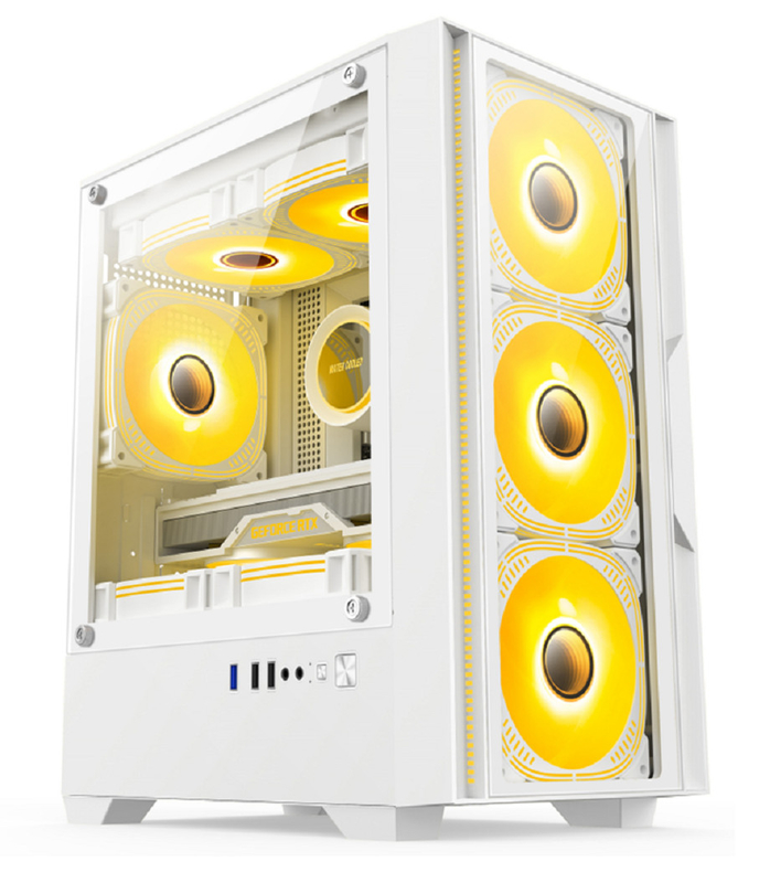Kompatybilny z płytami głównymi M-ATX/ITX Instalacja podwójny tryb 5-fan Layout Panoramiczne oświetlenie boczne Obudowa komputerowa dla graczy średniej klasy