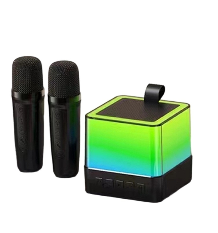 Wielokolorowy LED Mini Cube Speaker 89mm Idealny dźwięk na imprezy i karaoke w kolorze czarno-białym/różowym