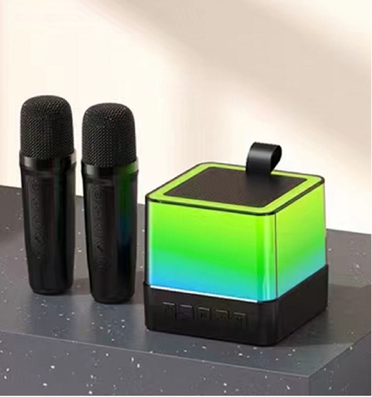 Wielokolorowy LED Mini Cube Speaker 89mm Idealny dźwięk na imprezy i karaoke w kolorze czarno-białym/różowym