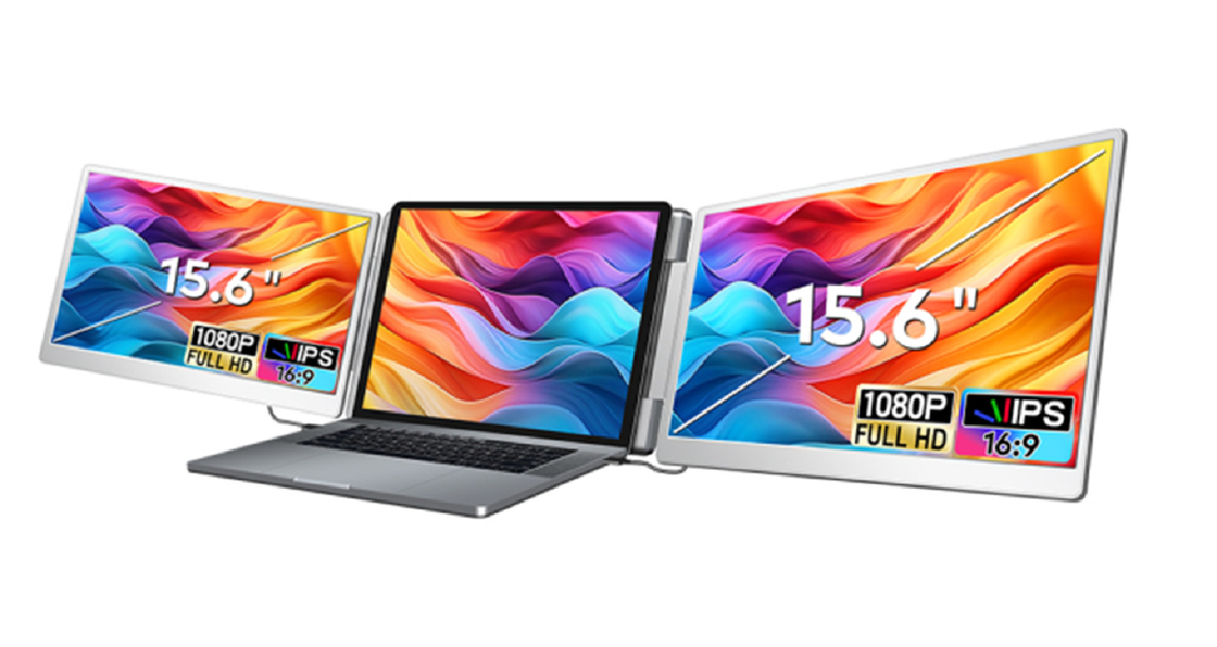 2 * 15,6-calowy monitor laptopowy FHD z pełnym widokiem: współczynnik 16:9, rozdzielczość wysokiej rozdzielczości 1920 * 1080 IPS, interfejs typu C 3.1, wsparcie HDR, przewracanie ekranu