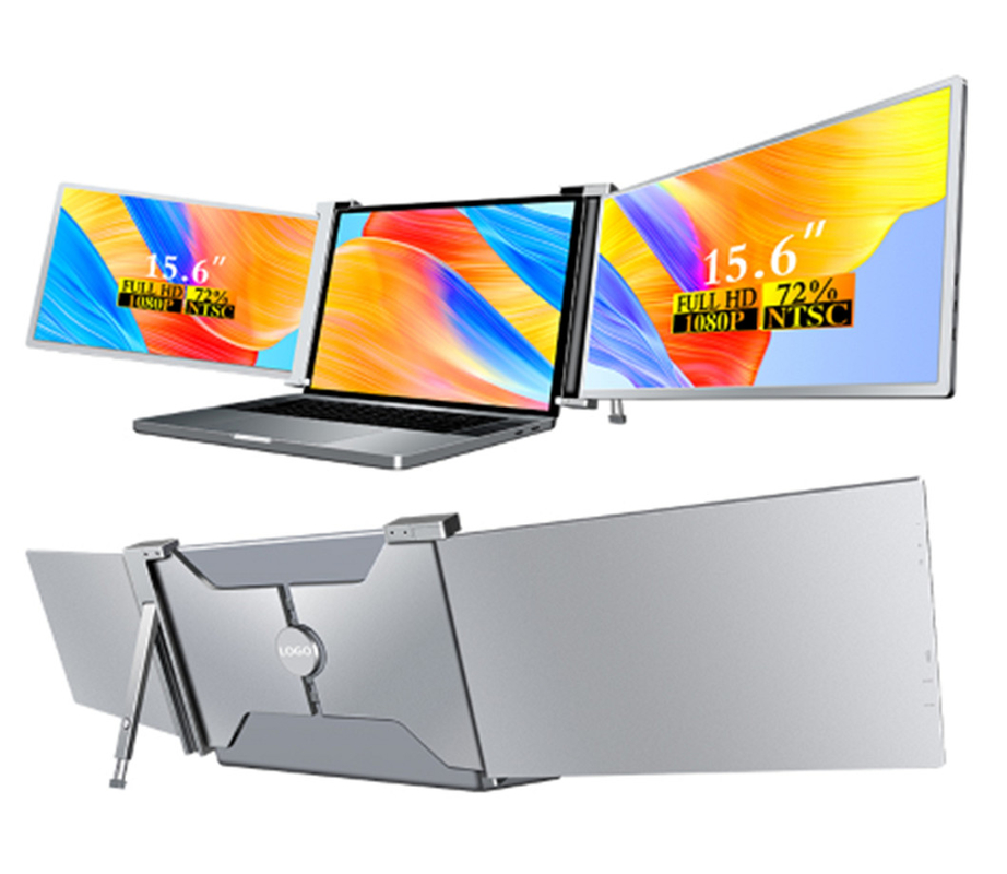Dwa 15,6-calowe monitory FHD, kompatybilne z laptopami od 15,6 do 18,5 cali, rozdzielczość 1920*1080 FHD, obsługuje 12 języków