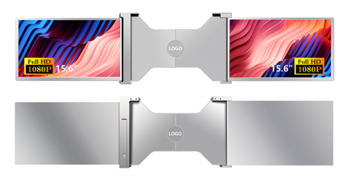 Dwa 15,6-calowe monitory FHD, kompatybilne z laptopami od 15,6 do 18,5 cali, rozdzielczość 1920*1080 FHD, obsługuje 12 języków