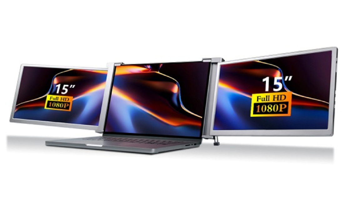 Podwójny 15-calowy monitor laptopowy FHD, lekki (25,3 mm grubości, 1,63 kg), porty Type-C + Mini HDMI, obsługa HDR, 12-języczny OSD.
