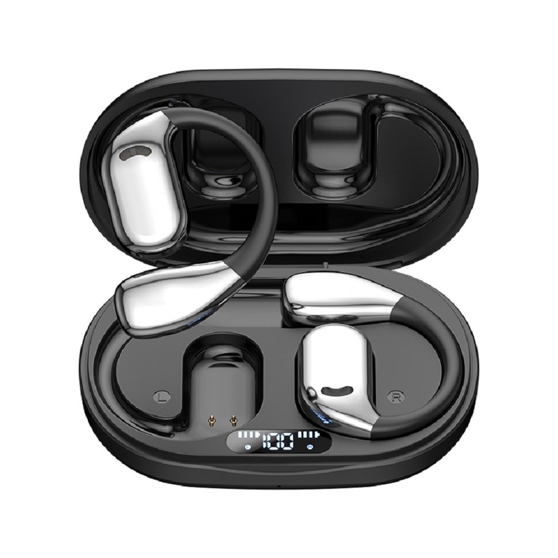 Bluetooth 5.4 słuchawki TWS, Titanium Composite Diaphragm Speaker, 6H Playtime z obudową do ładowania 300mAh, cyfrowy wyświetlacz z baterią.