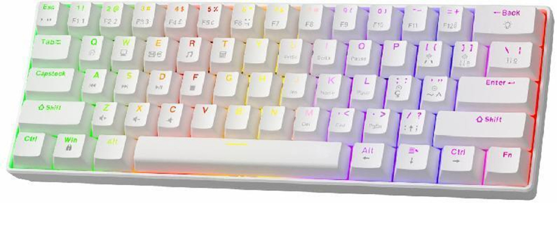 Kompaktna 68-kluczowa klawiatura mechaniczna z dostosowalnym podświetleniem RGB, przełącznikami do wymiany na gorąco i połączeniem USB