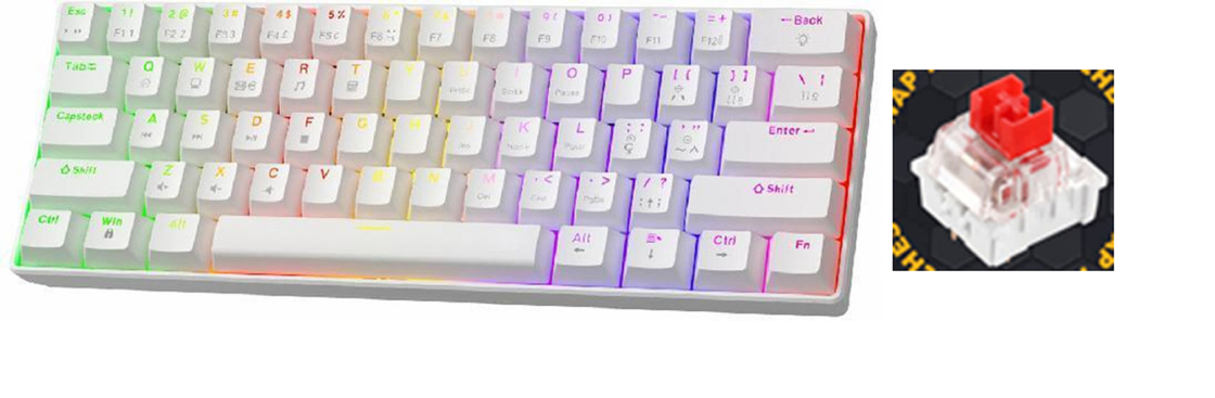 Kompaktna 68-kluczowa klawiatura mechaniczna z dostosowalnym podświetleniem RGB, przełącznikami do wymiany na gorąco i połączeniem USB