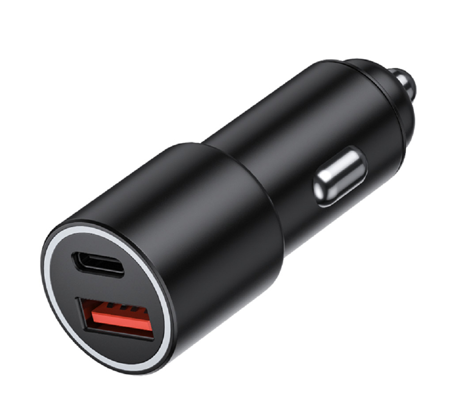 Ładowarka samochodowa z podwójnym portem USB-C o mocy 48 W, 12-24V DC Input ABS + PC Ognioodporny
