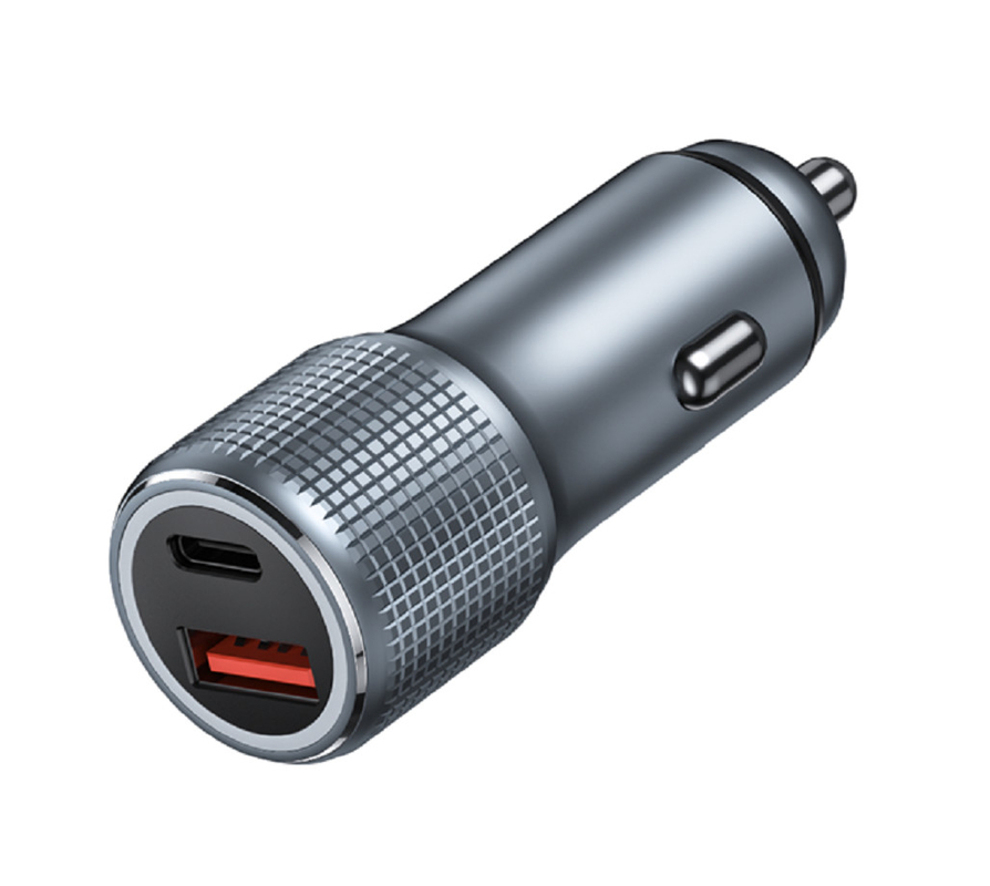 Ładowarka samochodowa z podwójnym portem USB-C o mocy 48 W, 12-24V DC Input ABS + PC Ognioodporny