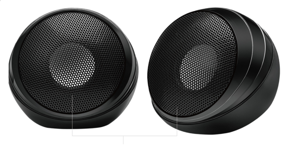 Ten drutowy komputer głośnik, ABS plastikowy z konstrukcją żelaznej siatki, 2-calowy sterownik głośnika z podwójnymi magnesami 45 mm, 5V zasilacz USB, plug and play.