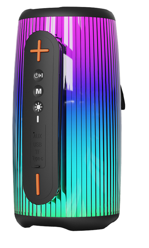 Bluetooth 5.3, głośniki 10W, bateria 2400mAh z ładowaniem Type-C, oświetlenie otoczenia RGB, smycz