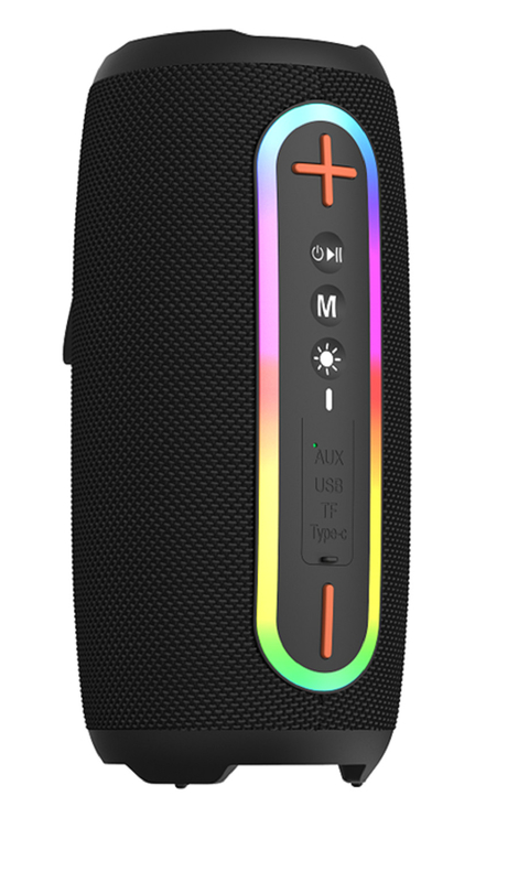 Bluetooth 5.3 2*10W Głośniki Bateria 2400mAh Z Ładowaniem Type-C Oświetlenie Ambient RGB Smycz
