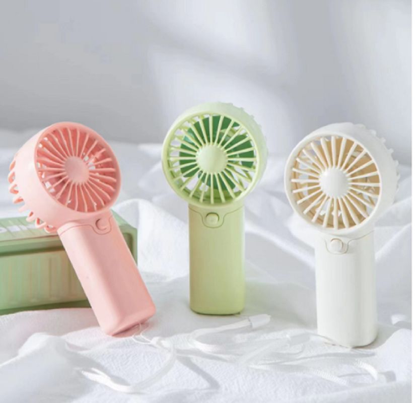 Wentylator ręczny na baterie AAA 2W, korpus ABS, wymiary 6*3.7*12.5cm, waga 53.7g, lekki, ze smyczą, zielony, czerwony, biały