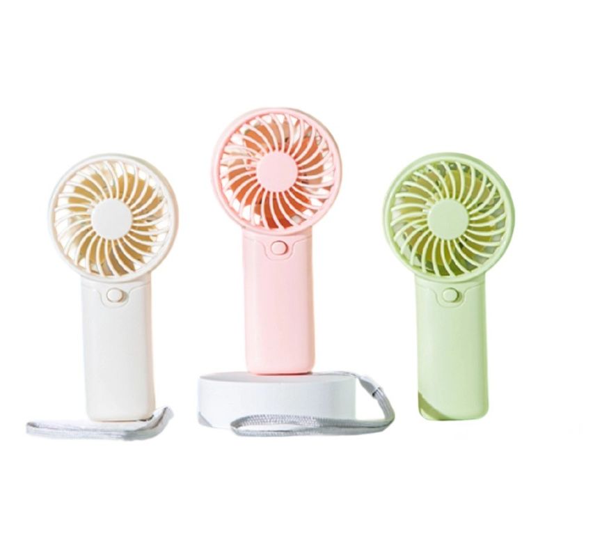 Wentylator ręczny na baterie AAA 2W, korpus ABS, wymiary 6*3.7*12.5cm, waga 53.7g, lekki, ze smyczą, zielony, czerwony, biały