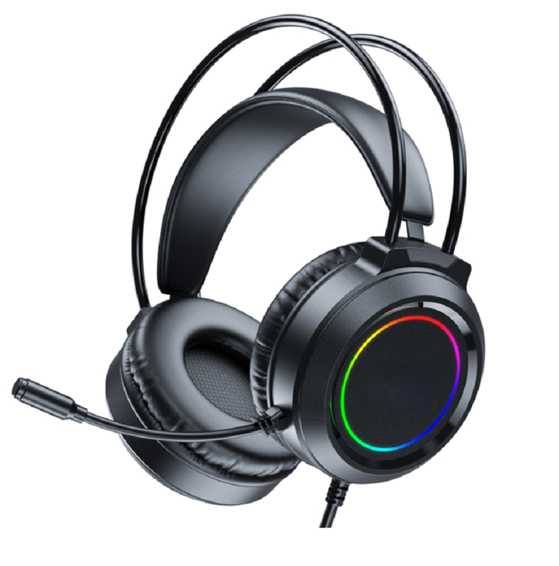 Przewodowe słuchawki dla graczy ETEK Gaming, przetwornik 50 mm, pasmo przenoszenia 20 Hz-20 kHz, mikrofon dookólny, kabel 2,0 m