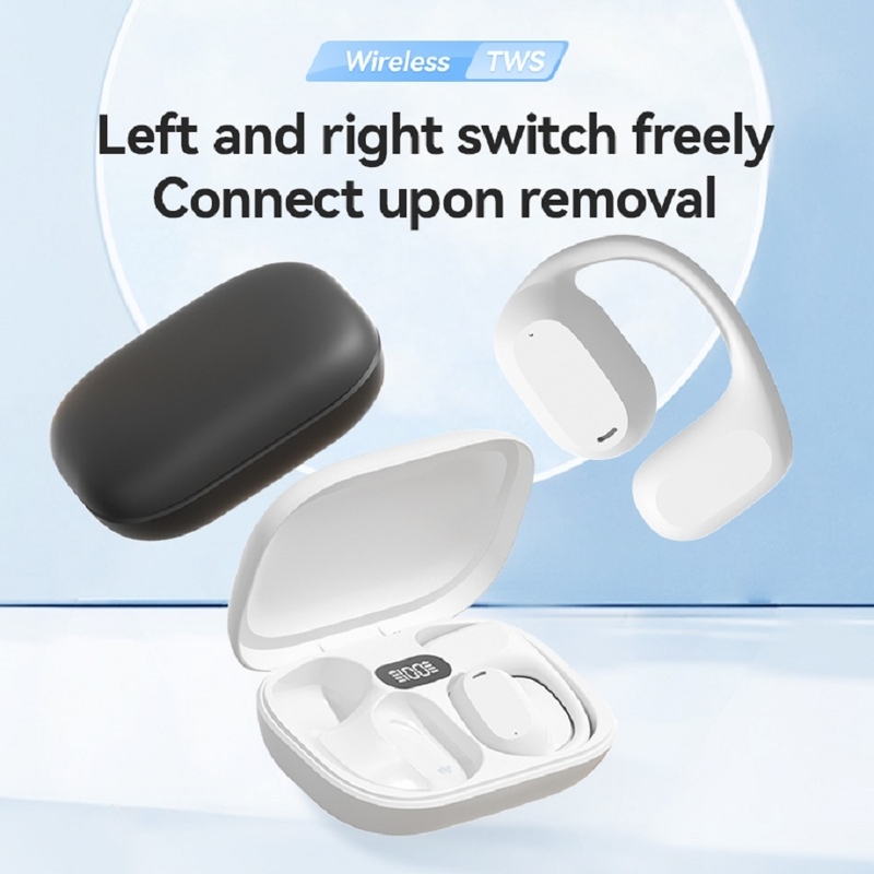 ETEK Ear-Hook TWS słuchawki, Bluetooth 5.3 (A2DP/AVRCP/HFP), komórka słuchawkowa o pojemności 50 mAh + obudowa o pojemności 300 mAh (plata ochronna)