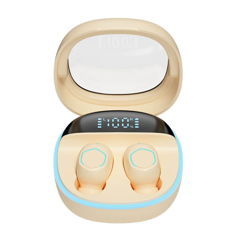 ETEK Przejrzysty zasłona LED wyświetlacz bezprzewodowe słuchawki BT 5.3 dotykowo sterowane słuchawki F10 głośnik czarny biały kolor skóry fioletowy