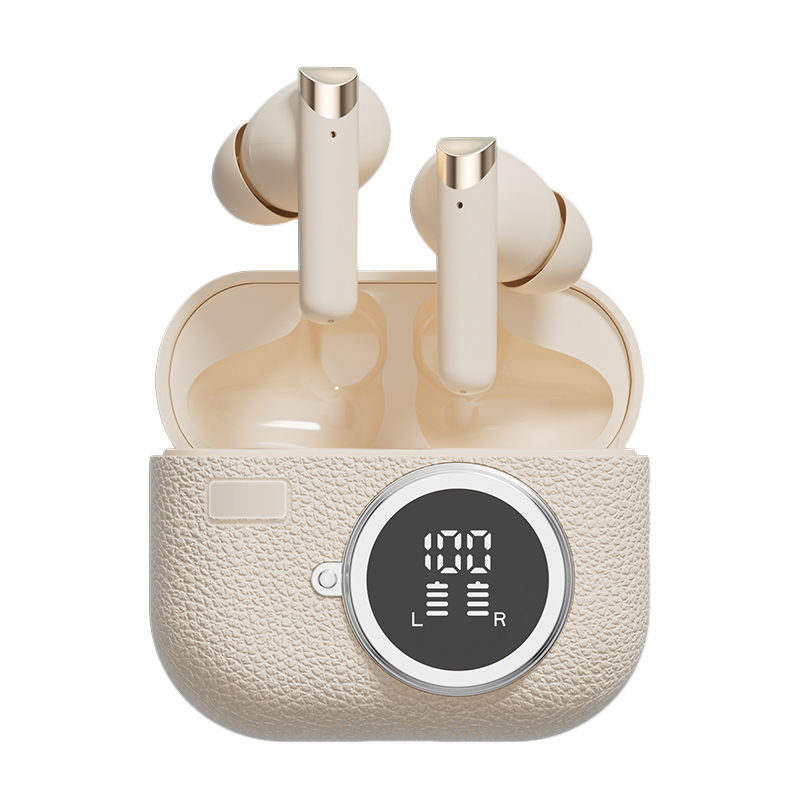 Słuchawki bezprzewodowe ETEK, słuchawki Bluetooth 5.4 ANC, głośnik F10, etui 300mAh, szybkie ładowanie Type-C (brązowy/cielisty/zielony)