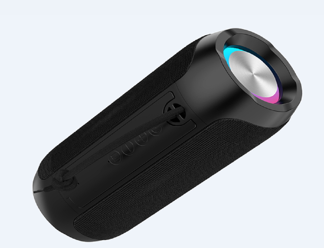 Głośnik czterokolorowy (czarny, szary, czerwony, niebieski) z ABS+silikonem, podwójnymi przetwornikami 45MM 5W, wodoodporny IPX4, bateria 1200mAh, światło RGB