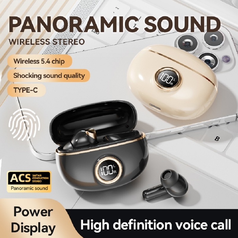 ETEK Platerowane słuchawki Bluetooth 5.4 TWS z F10, ogniwo słuchawki 25mAh + etui 230mAh (płytka ochronna), czas rozmów 2-3h.